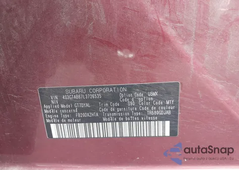 2020 Subaru Impreza 5-Door z USA, uszkodzony, nr VIN 4S3GTAB67L3726535